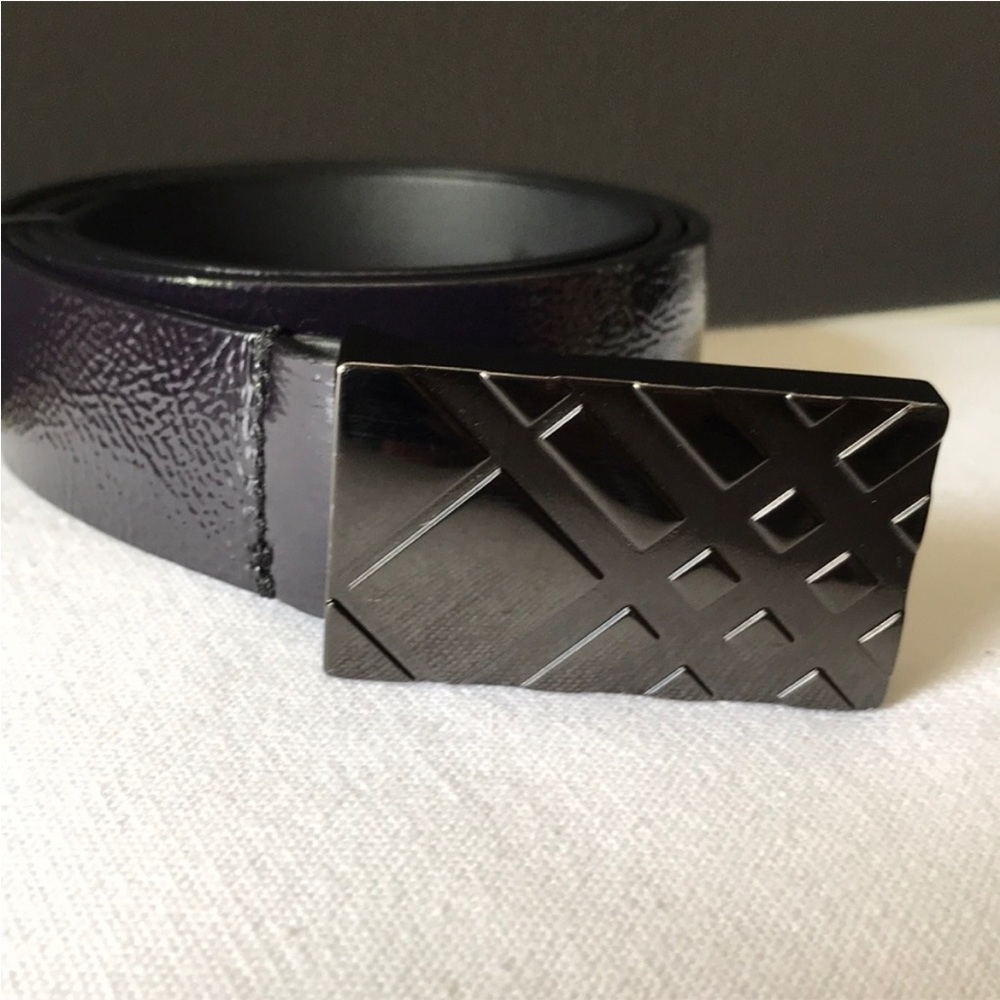 Burberry Women’s Dark Purple Patent Leather Belt
